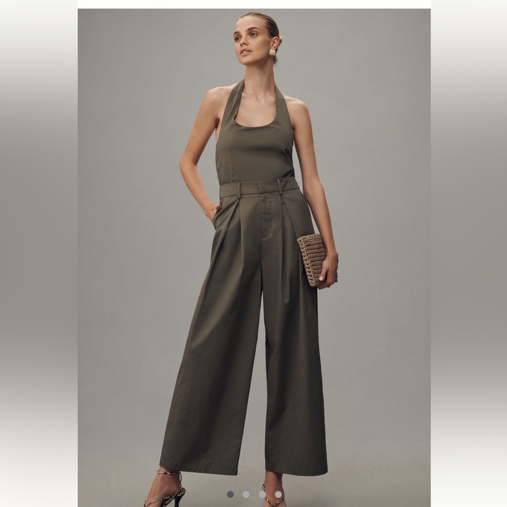 Anthropologie Olive Halter Wide-Leg Jumpsuit